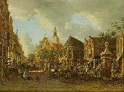 unknow artist The Groenmarkt as seen towards the Westeinde France oil painting artist